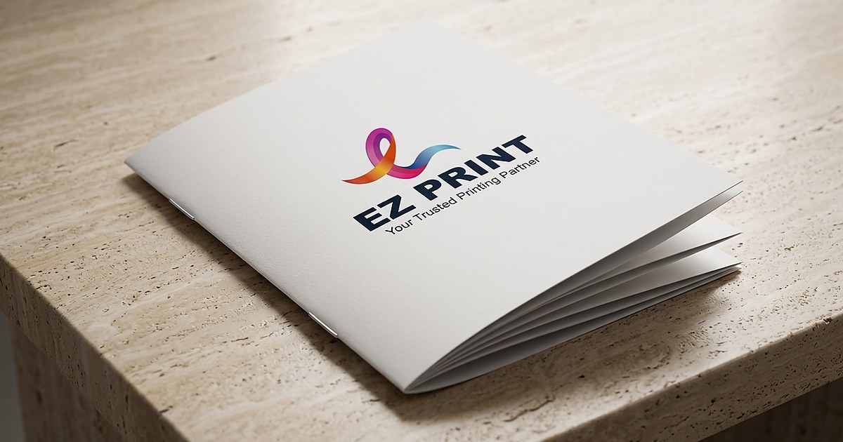 Illustrative open booklet showing its pages and binding.