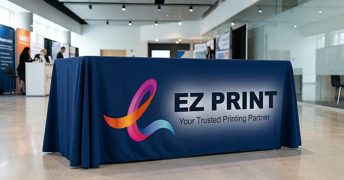 Illustration of rolls of printable material on a kraft-covered work table.