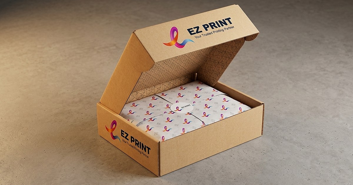 Illustrative collection of folded packaging boxes in different styles.