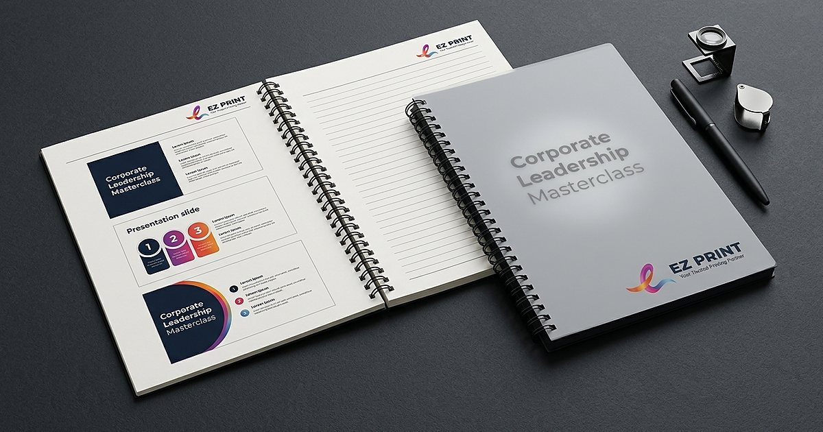 Wire-O bound Express Course Notes workbooks with frosted protective covers and 3-slide layout.