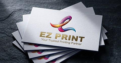 Illustrative stack of white business cards with a simple EZ Print design.