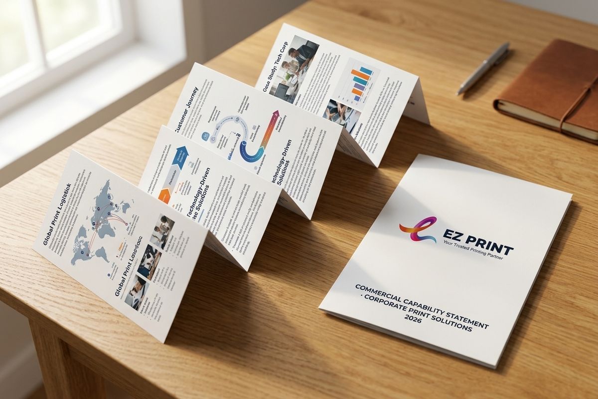 Tri-Fold Product Brochure Folded to DL Format on Premium Silk Art Paper