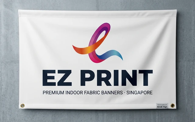 Seamless fabric banners with vibrant dye-sublimation print, with the EZ Print logo.