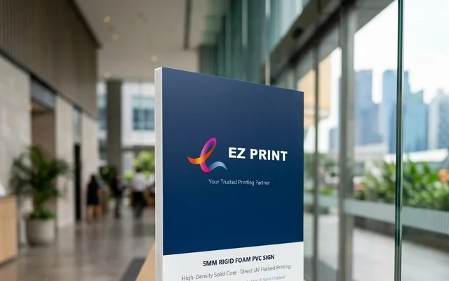 High-density foam PVC signs with smooth matte printable surface, with the EZ Print logo.